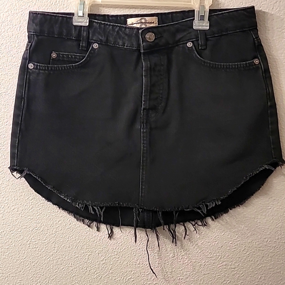 NWOT Free People We The Free Black Jean Mini Skirt Size 8